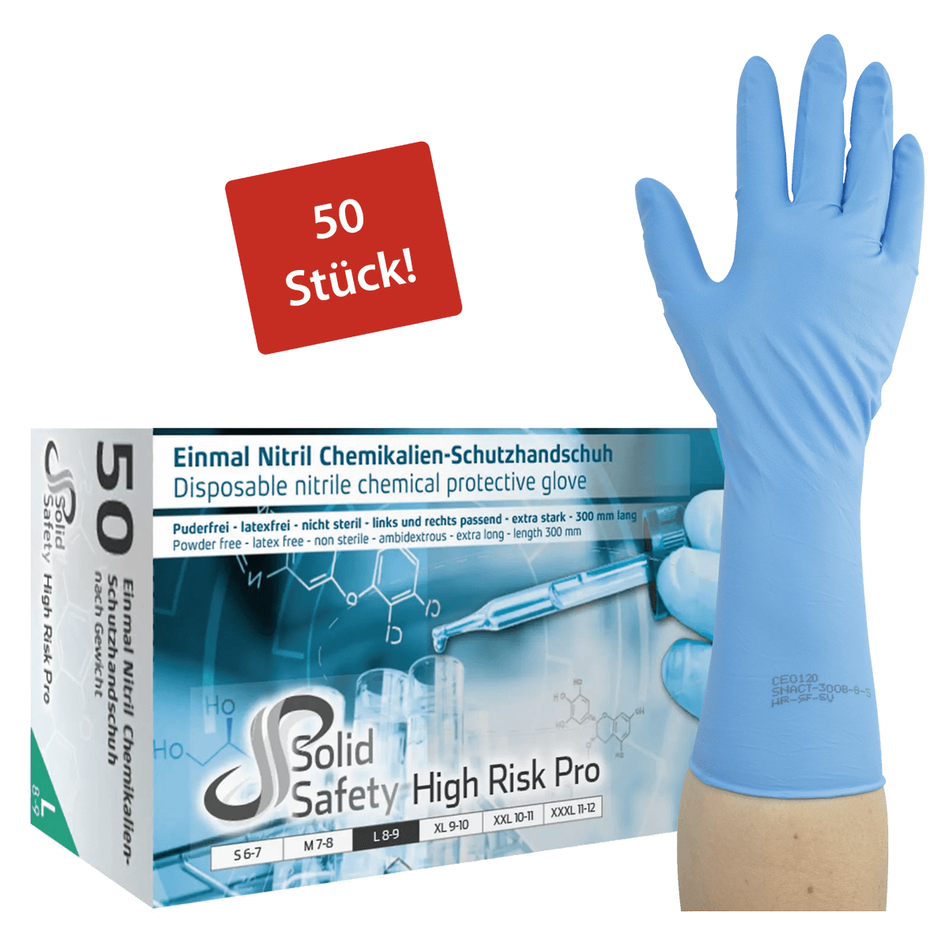 SolidSafety High Risk Pro - Nitrile gloves - powder-free - M, 50 pieces