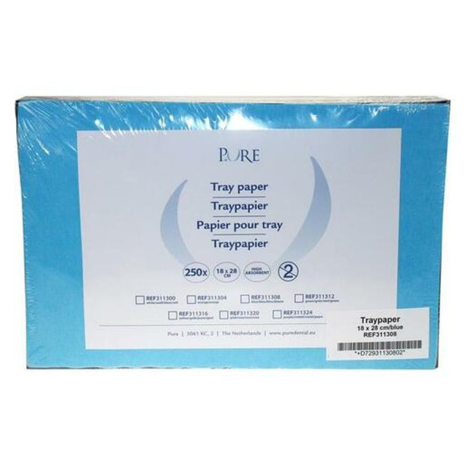 PURE tray paper, 18 × 28 cm, blue, pack of 250