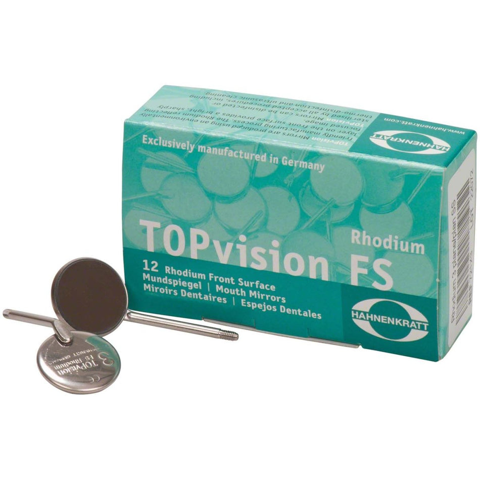 Mouth mirror Topvision Rhodium, 20mm, flat for SS handle, size 3, pack of 12