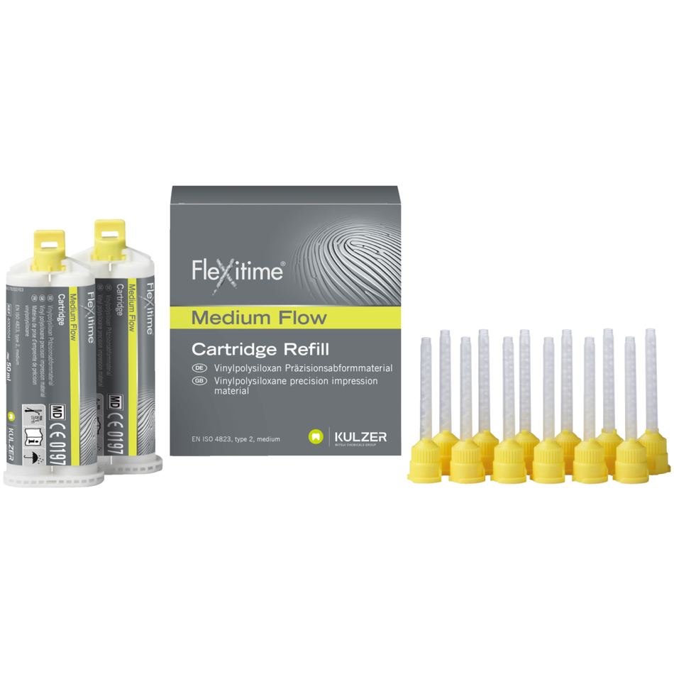 Flexitime Medium Flow, A-silicones, light green, 2 cartridges of 50 ml each