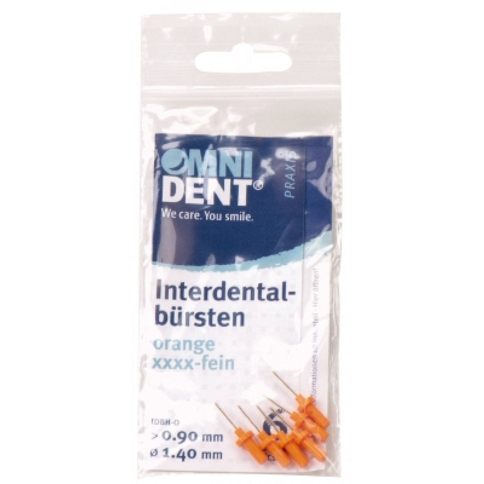 Interdental brushes for holder, orange, xxxx-fine, bag of 6 pieces