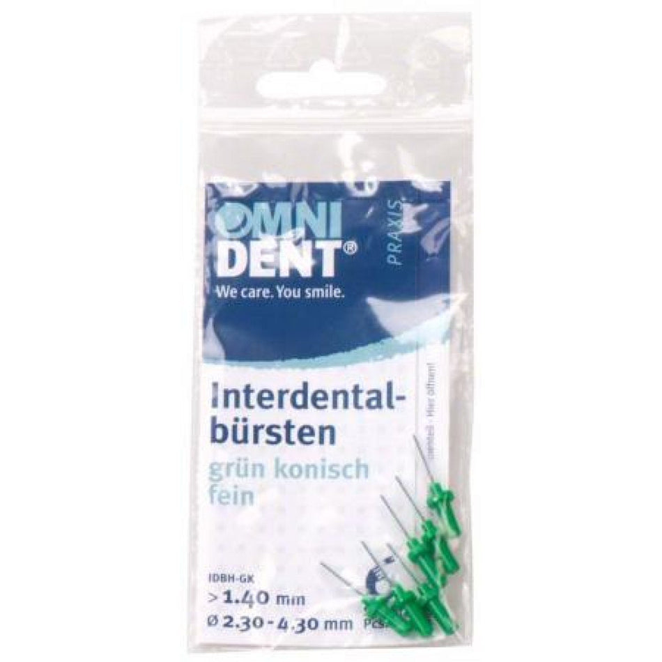 Interdental brushes for holder, green, conical fine, bag 6 pieces