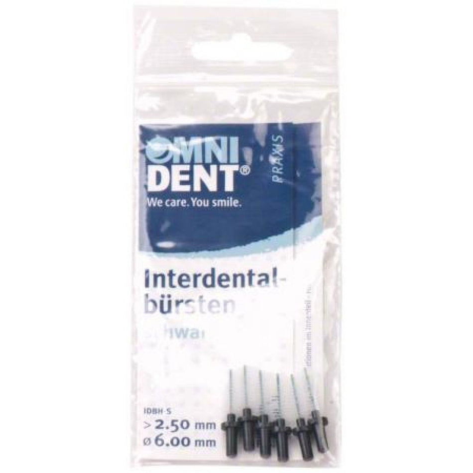 Interdental brushes for holder, black, bag of 6 pieces