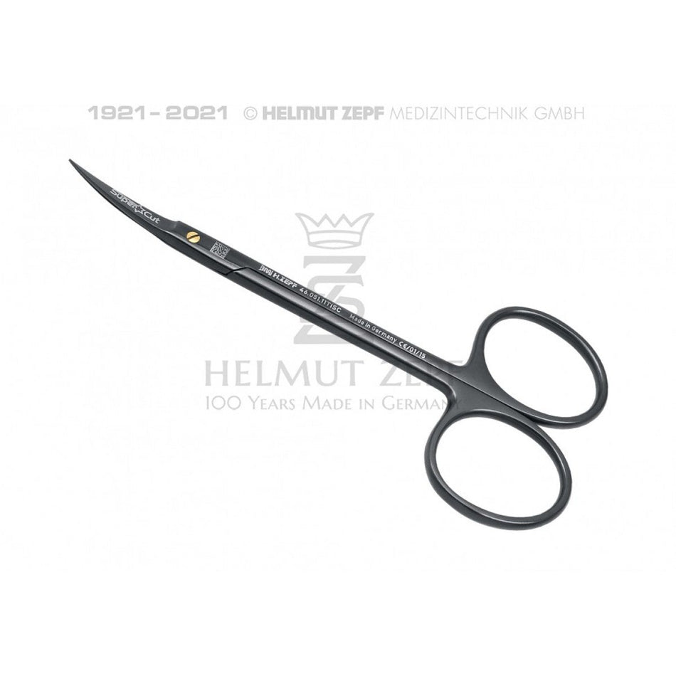 Gingival scissors, (iris scissors) curved, 11.5 cm, Supercut, Onyx coated