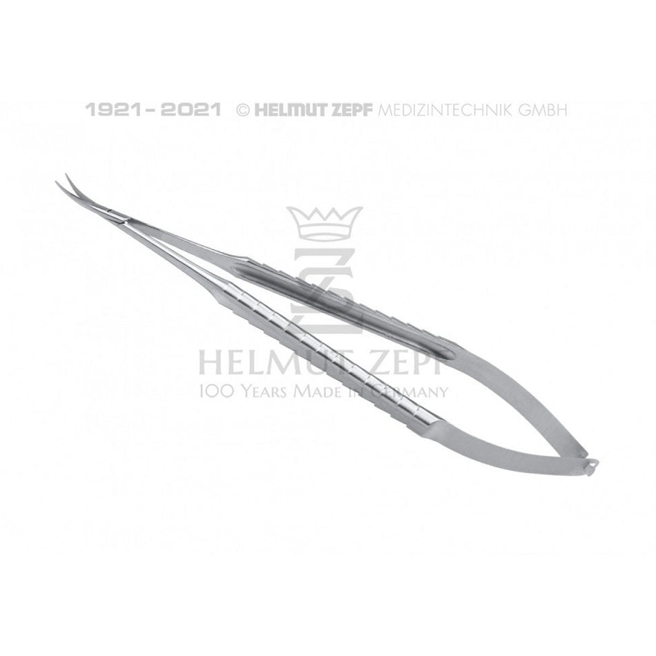 Micro spring scissors, 17.5 cm, Ø 9 mm, ZEPF line, with micro serration, pointed/pointed curved