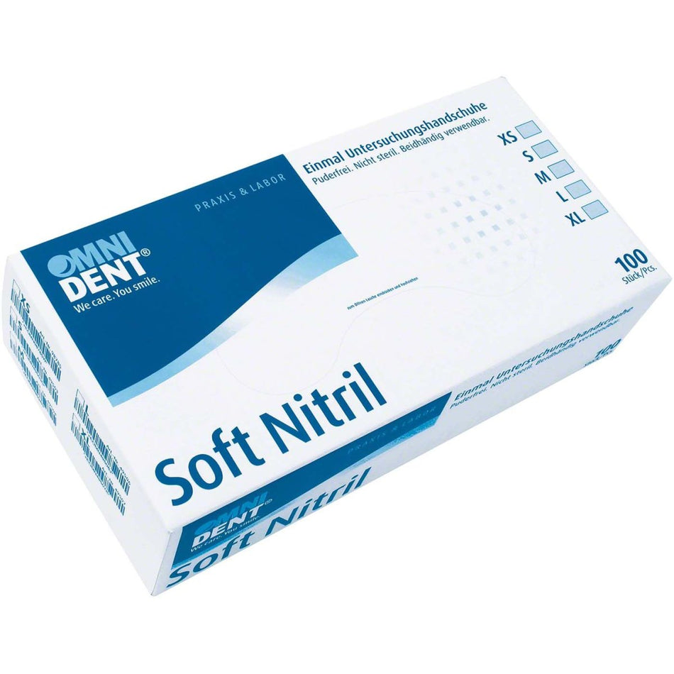 Soft nitrile gloves, white, powder-free, latex-free, size S, pack of 100