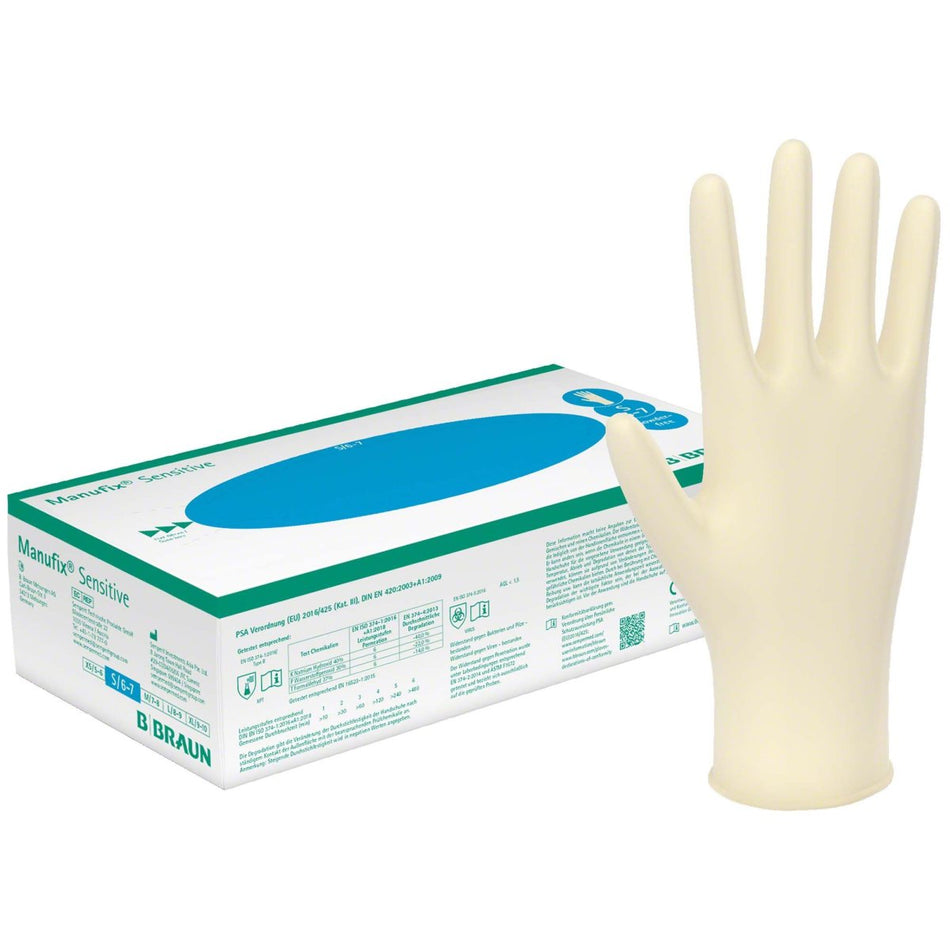 Manufix Sensitive, examination glove, latex, powder-free, size XS, pack of 100