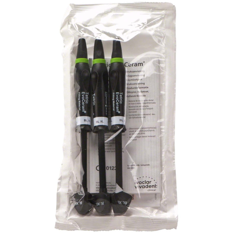 Tetric EvoCeram, nanohybrid composite, Bleach XL, 3 syringes of 3 g each