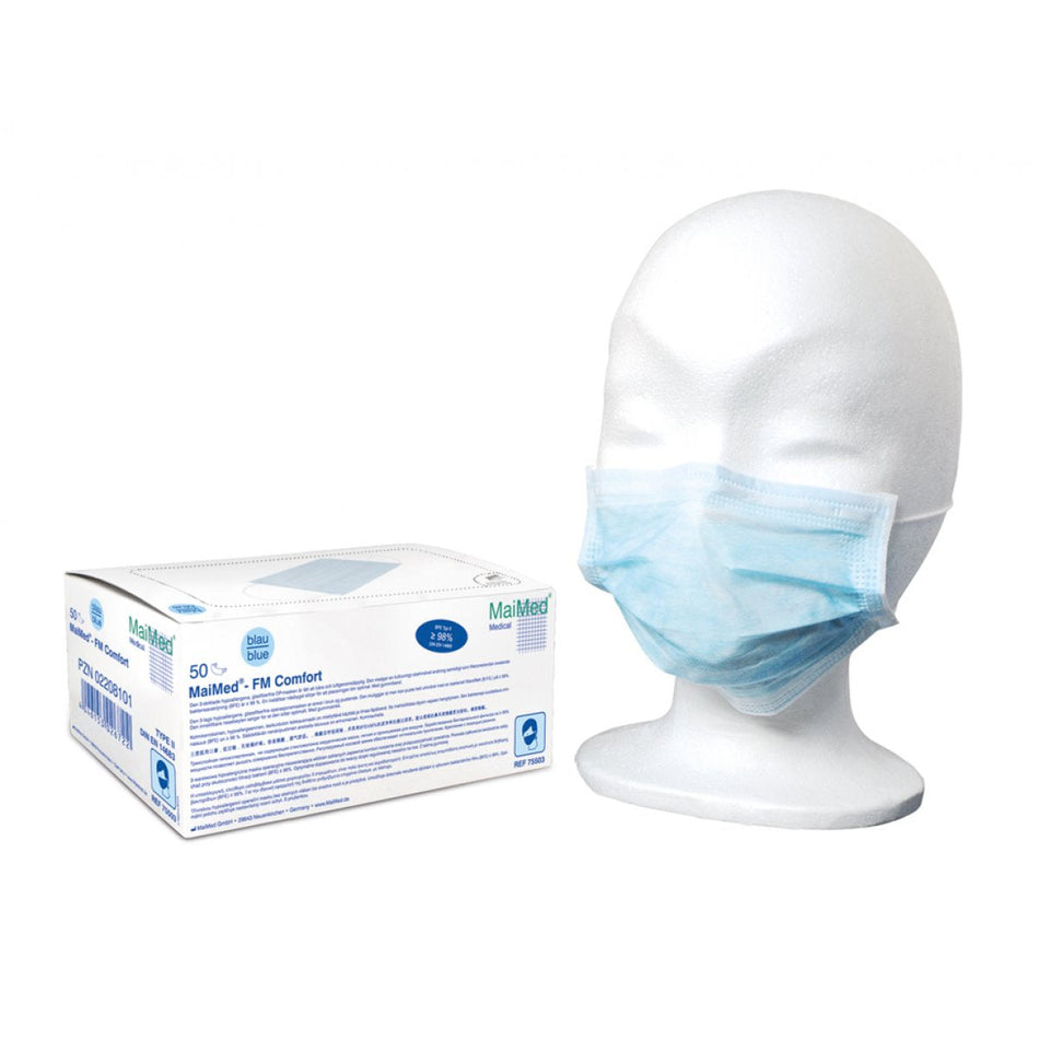 MaiMed-FM Comfort - with elastic band, blue, surgical mask, non-sterile, 3-ply, 50 pieces/box