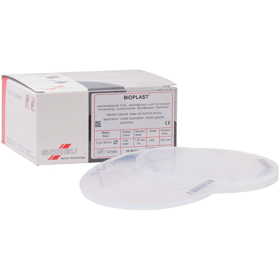 Bioplast clear 5.0 x 125 mm round 3374, pack of 10