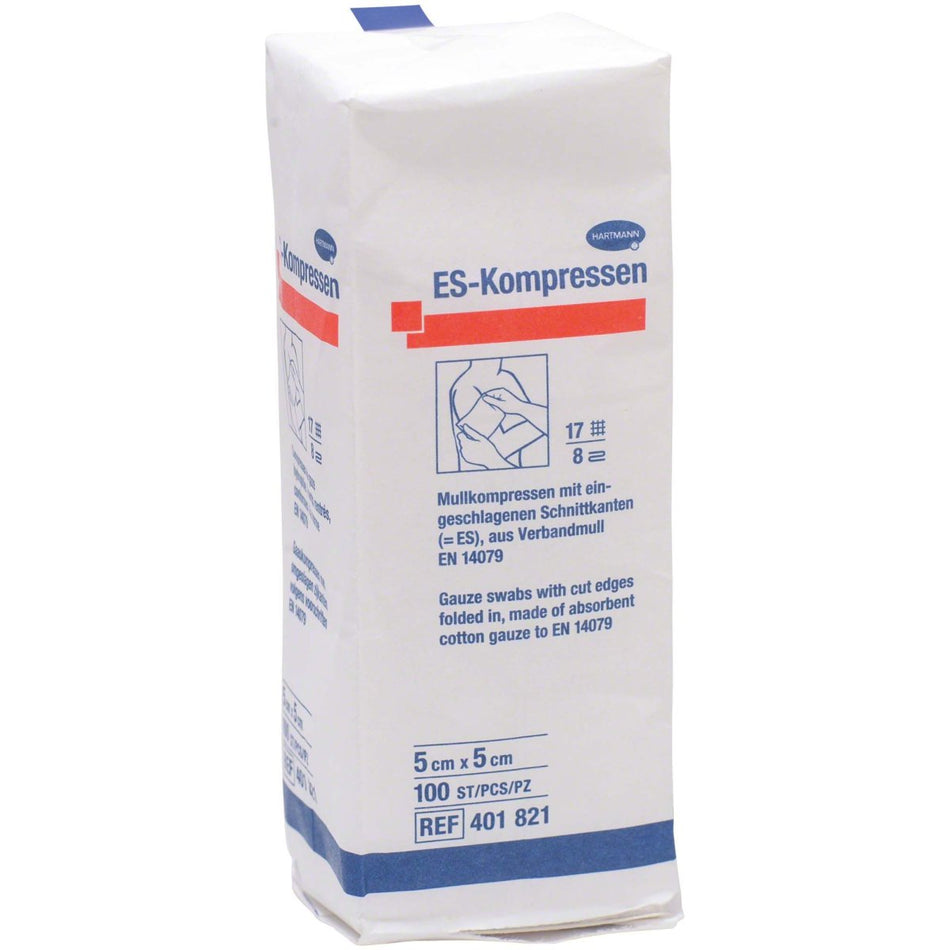 ES compresses, non-sterile, 8-ply, 5 × 5 cm, pack of 100