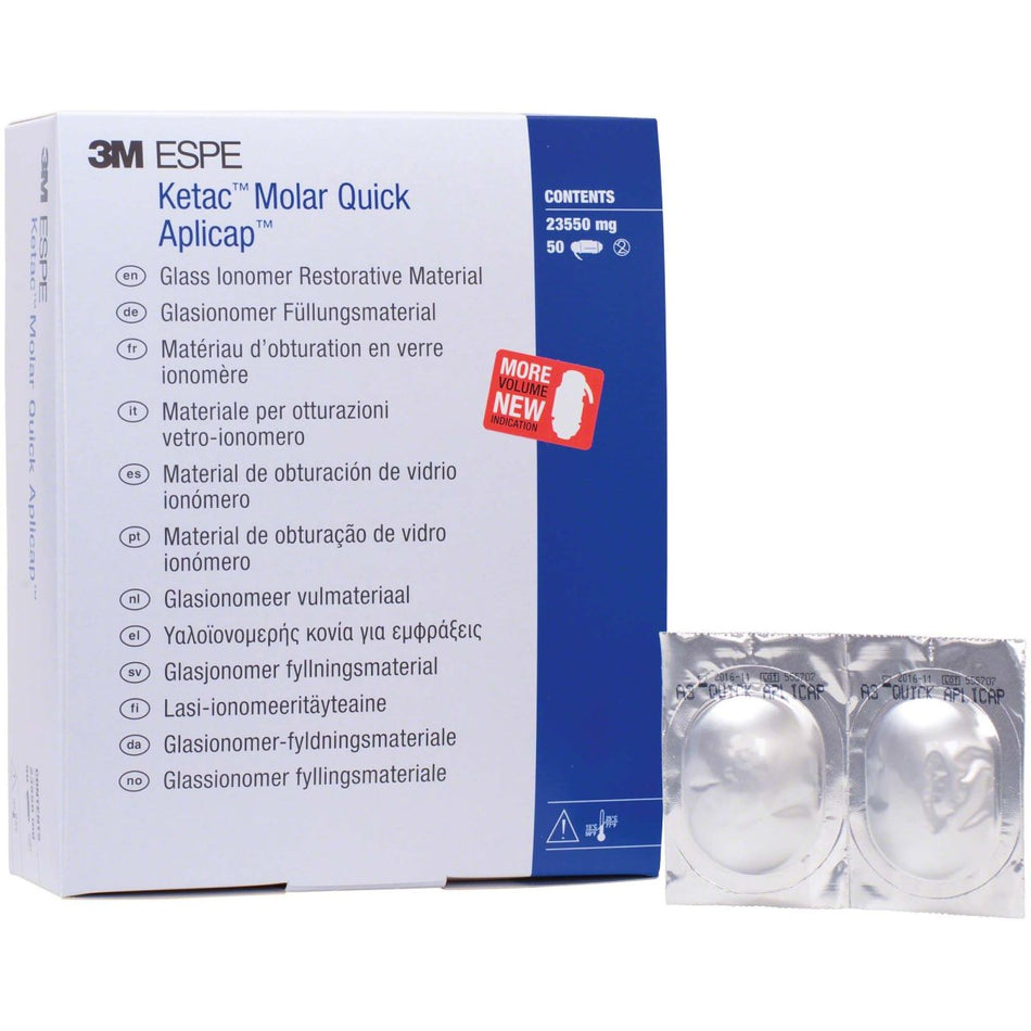 Ketac Molar Quick Aplicap, glass ionomer filling material, A3, pack of 50 capsules