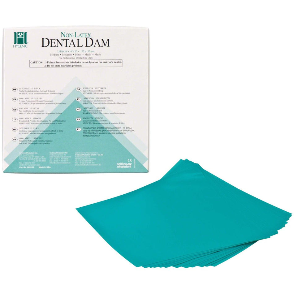 Hygenic Dental Dam, latex-free, medium, 152 × 152 mm, pack of 15