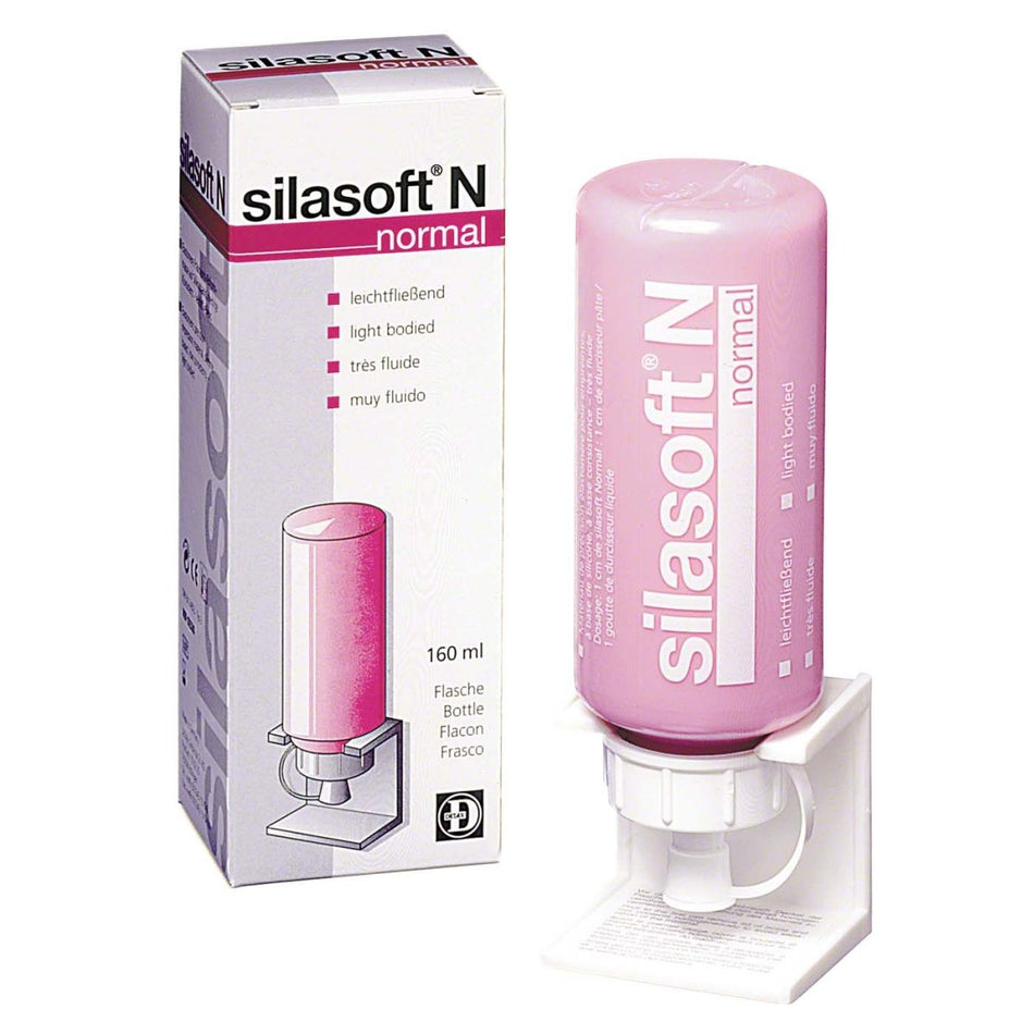 Silasoft Normal, precision impression material, pink-opaque, bottle of 160 ml