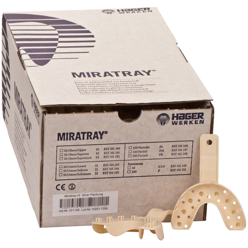 Impression tray Miratray, perforated UK, large, I3, box of 50 pieces