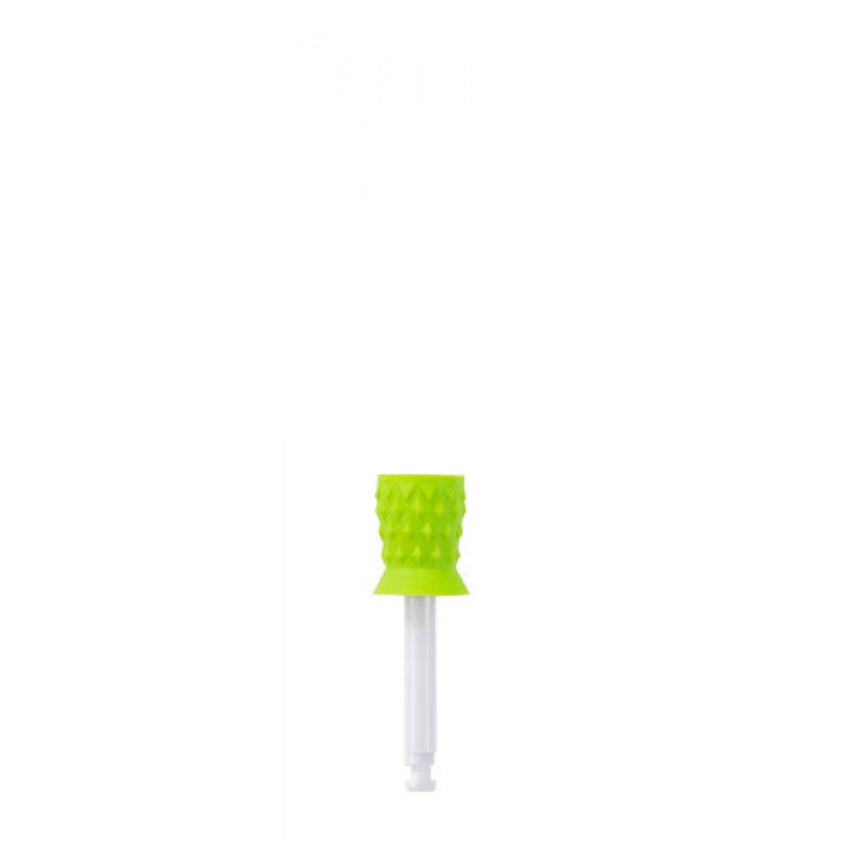 Tooth cleaning brush Prophy Cups, green, soft, ? 6 mm, prophylaxis, latex-free, nubbed structured surface, white plastic shaft, 658.204.036.300.060, pack of 100 pieces