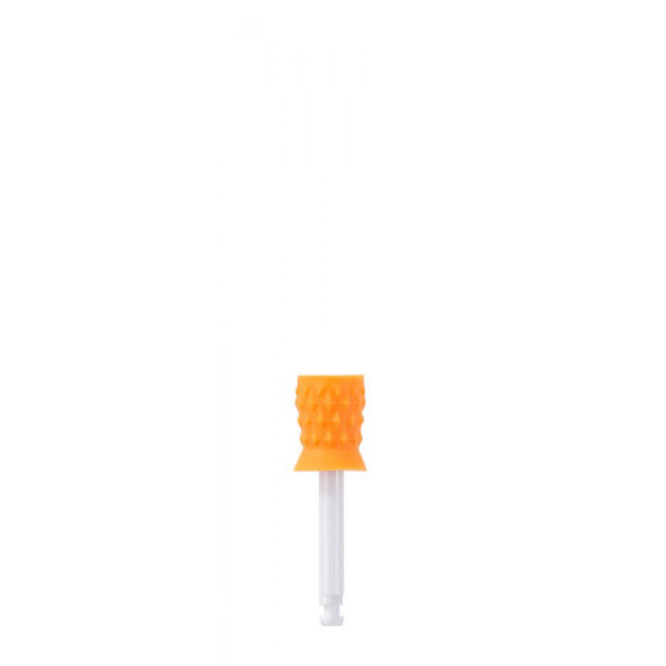 Prophy Cups, Orange, Medium, ? 6 mm, prophylaxis, latex-free, nubbed structured surface, white plastic shaft, 658.204.036.500.060, pack of 100