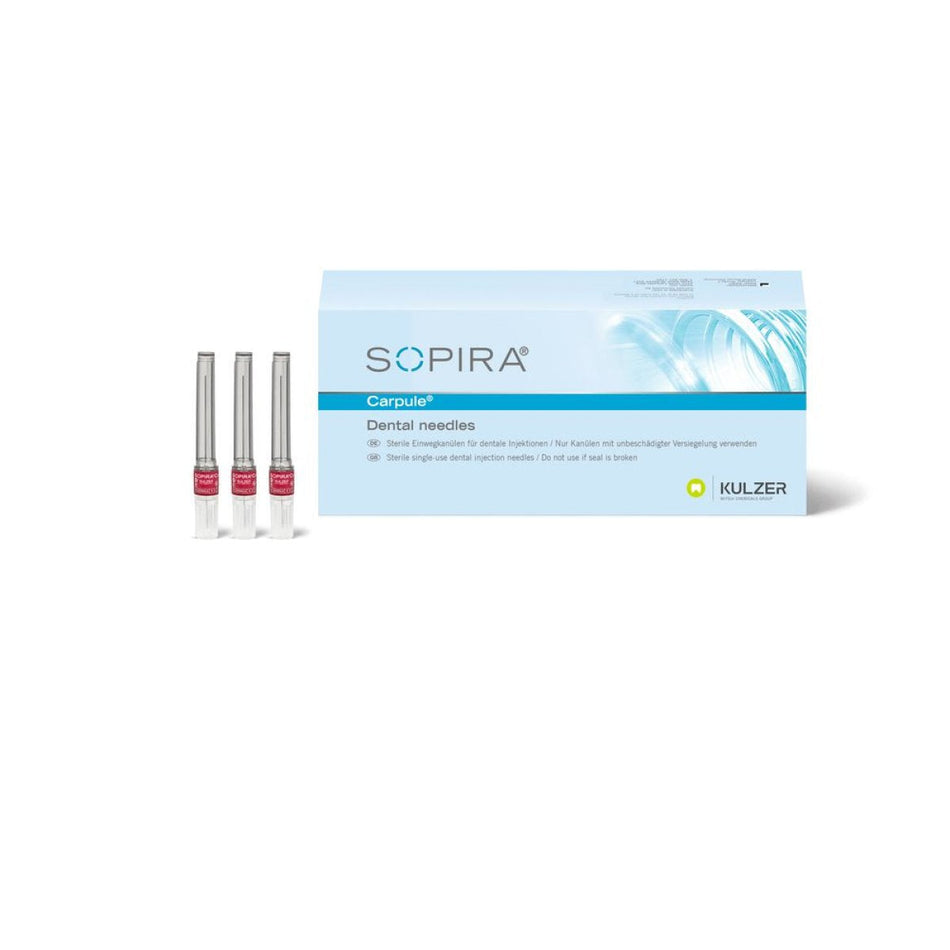 Sopira standard disposable cannulas, 0.4 × 38 mm, long bevel, G27, dark red, pack of 100