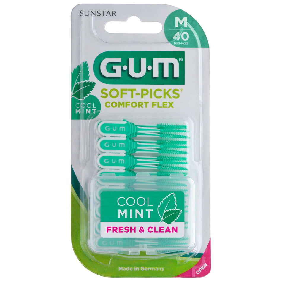 GUM Soft-Picks Comfort Flex, medium, mint, 6 blisters of 40 pieces each