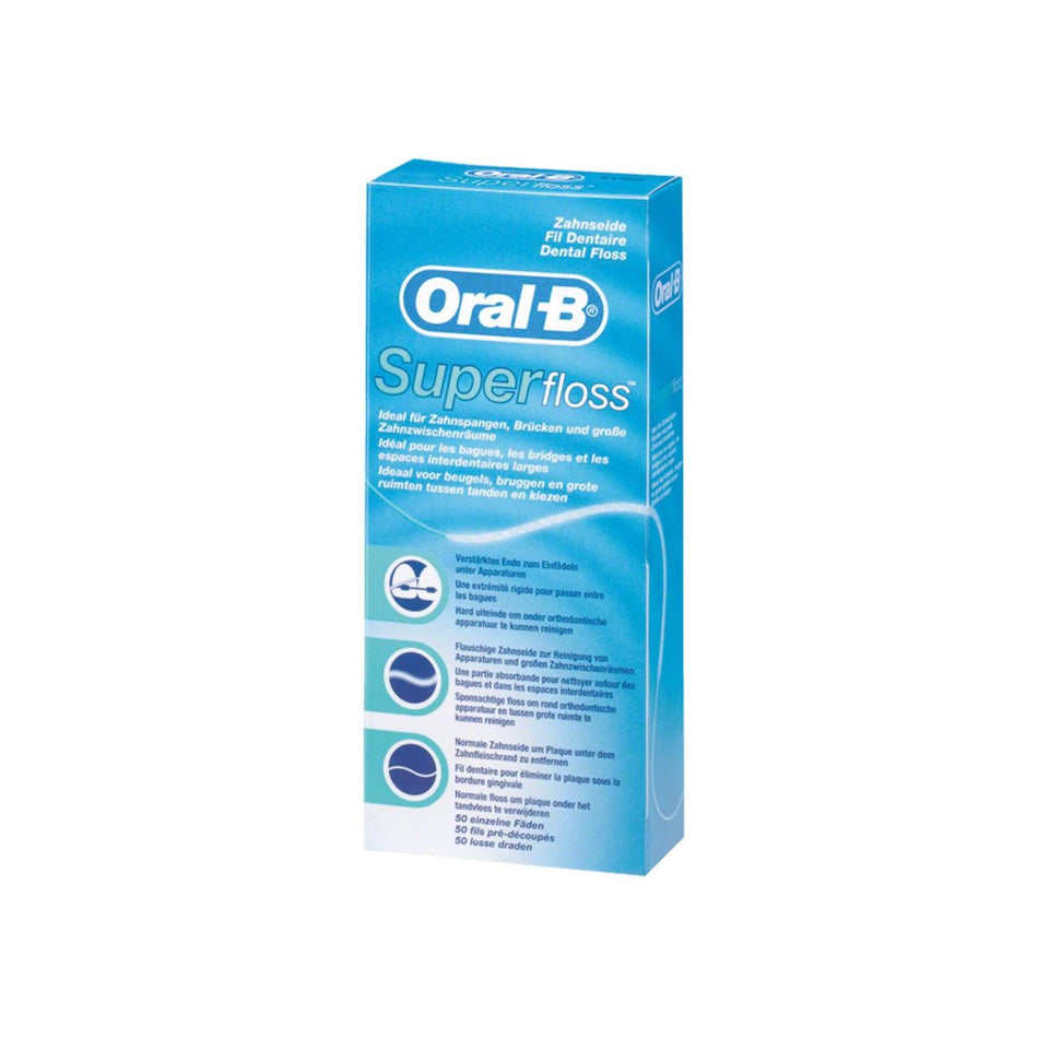 Oral-B Super Floss, dental floss, mint, pack of 50 threads