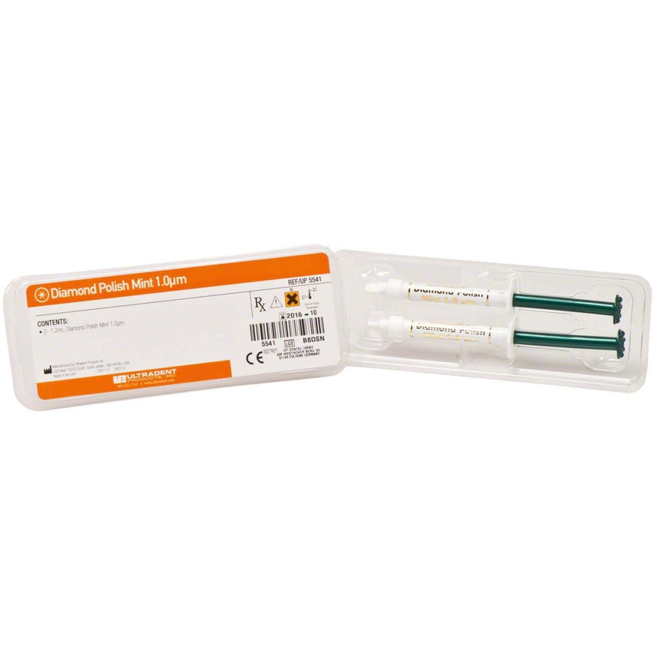 Diamond Polish, mint, 1.0 mµ, 2 syringes of 1.2 ml each