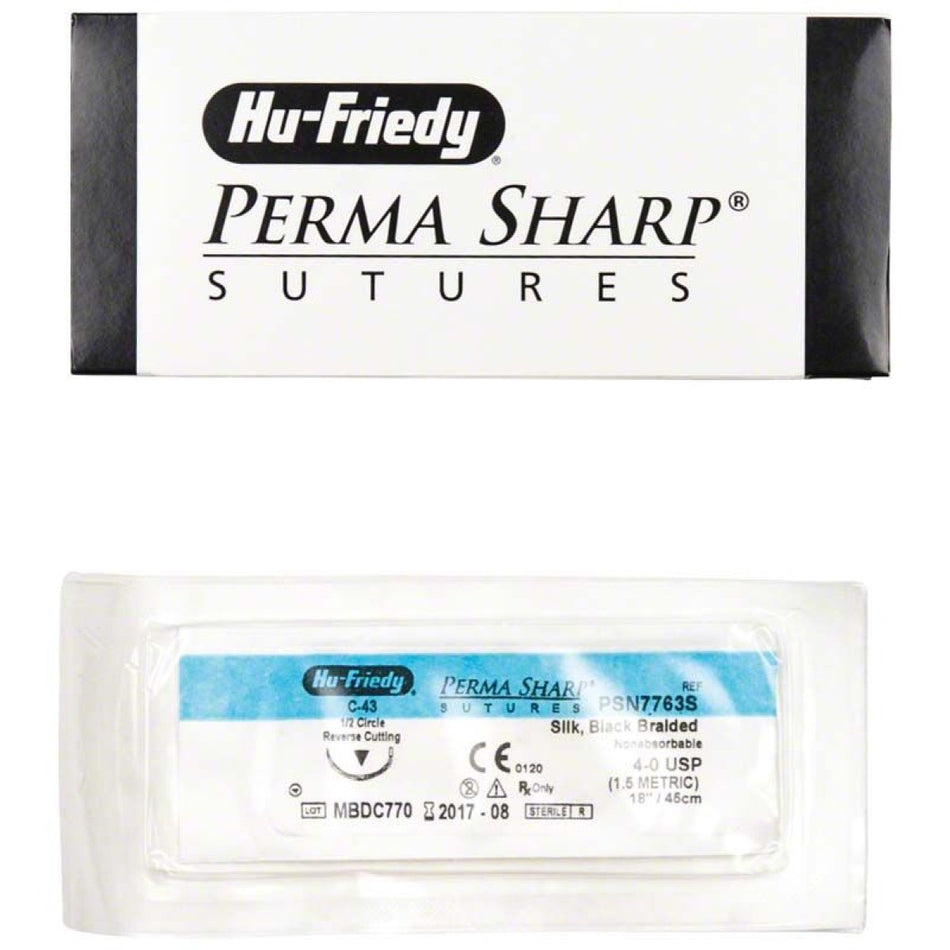 Perma Sharp Silk, USP 4/0 metric 1.5, C-43, pack of 12