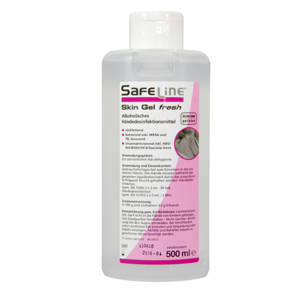 SAFELINE Skin Gel Fresh - hand disinfection gel, 500 ml