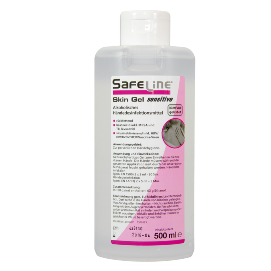 SAFELINE Skin Gel Sensitive - Gel for hand disinfection, 500 ml