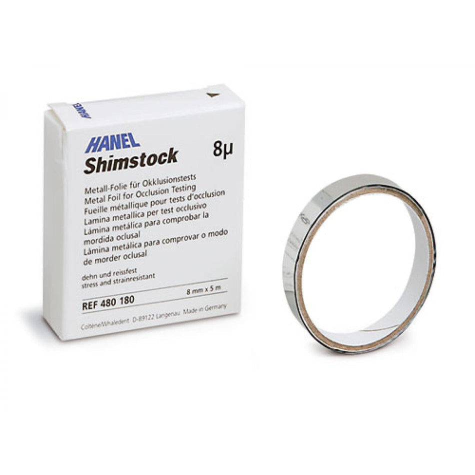 HANEL Shimstock film, 8 µm, metallic, roll of 5 m