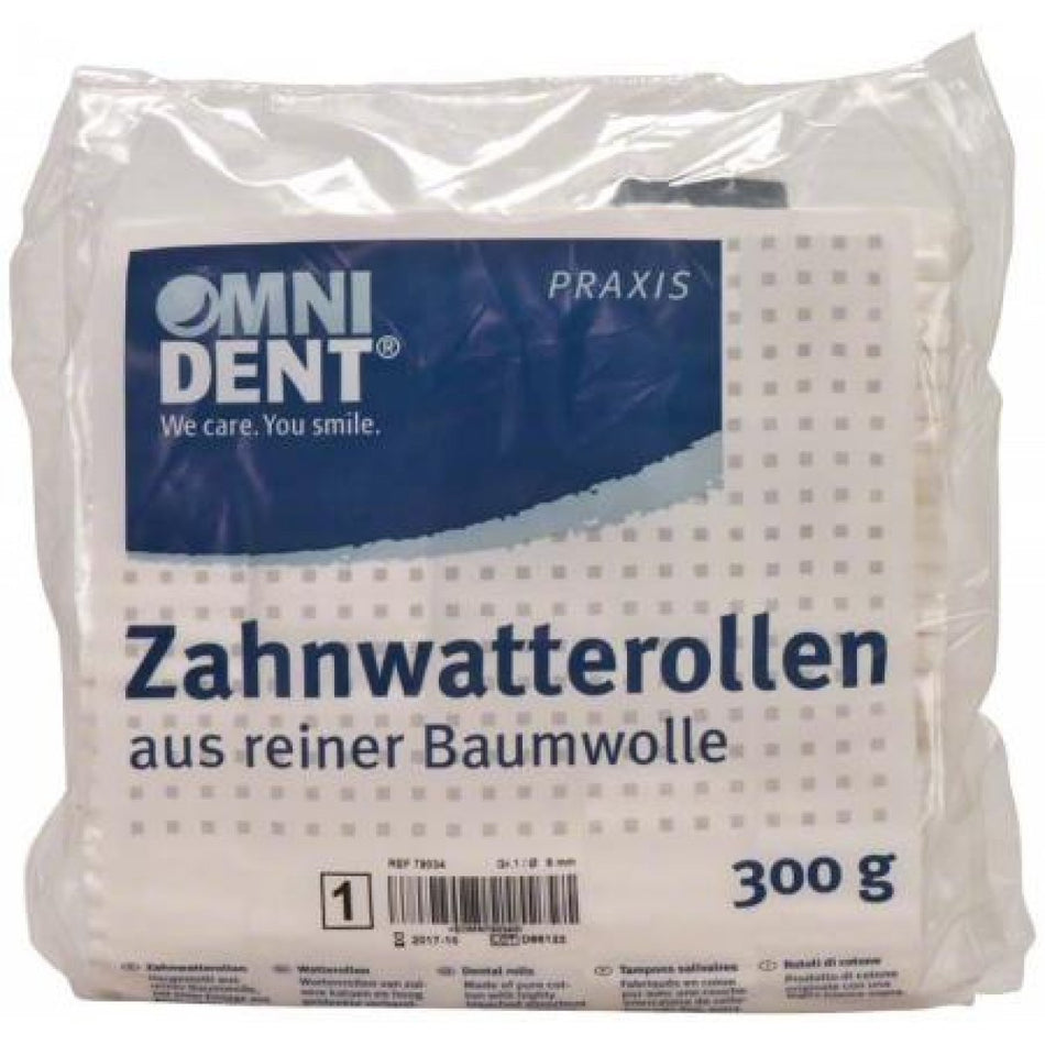 Disposable dental cotton rolls, size 1, Ø 8 mm, pack of 300 g