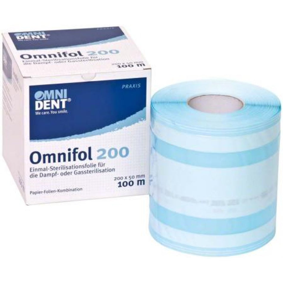 Omnifol roll, sterilization film, 200mm x 55mm x 100m, roll of 100 m