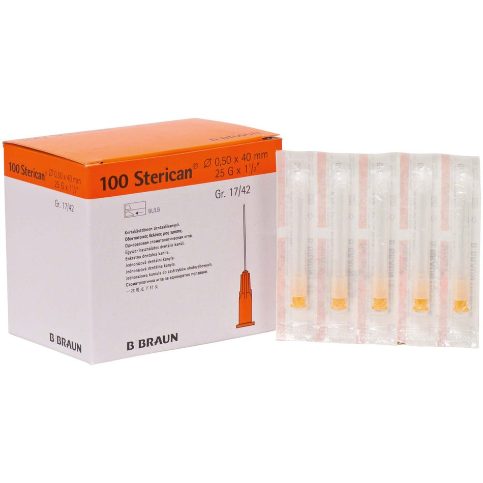 Sterican dental cannulas, 0.50 × 40 mm, 25G, orange, pack of 100