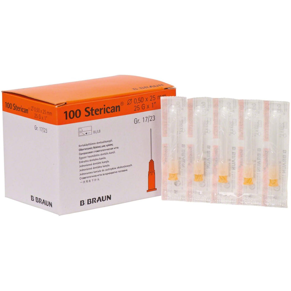 Sterican dental cannulas, 0.50 × 25 mm, 25G, orange, pack of 100