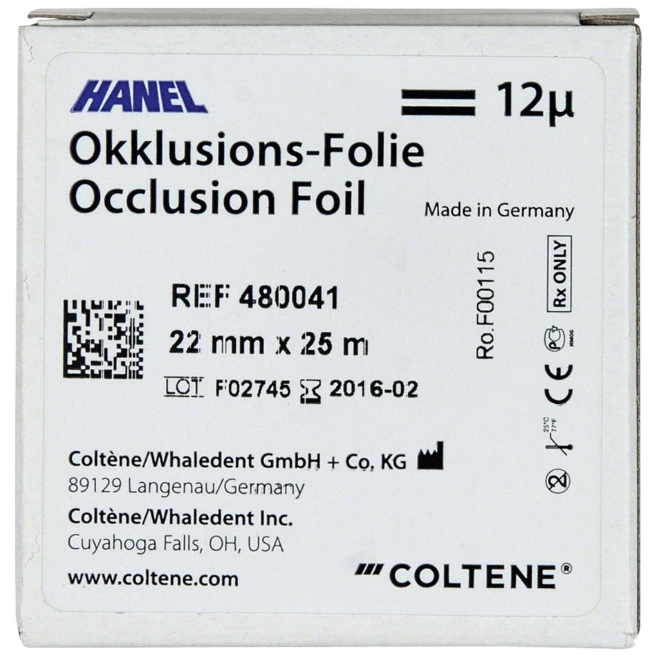 Hanel occlusion film 12µ, double-sided, 22 mm wide, black, roll of 25 m