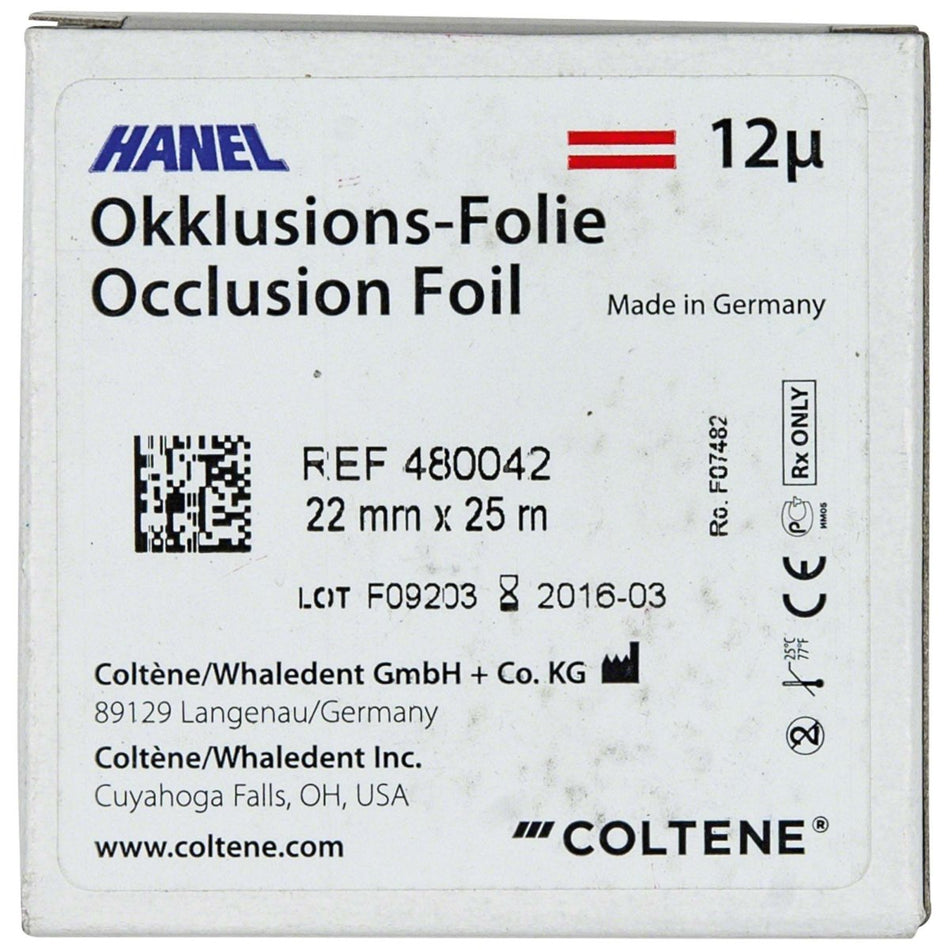 Hanel occlusion film, 12µ, 22 mm, double-sided, red, roll of 25 m