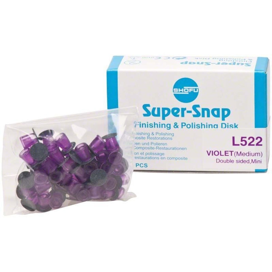 Super-Snap, finishing and polishing discs, medium grain, coated on both sides, mini, violet, pack of 50