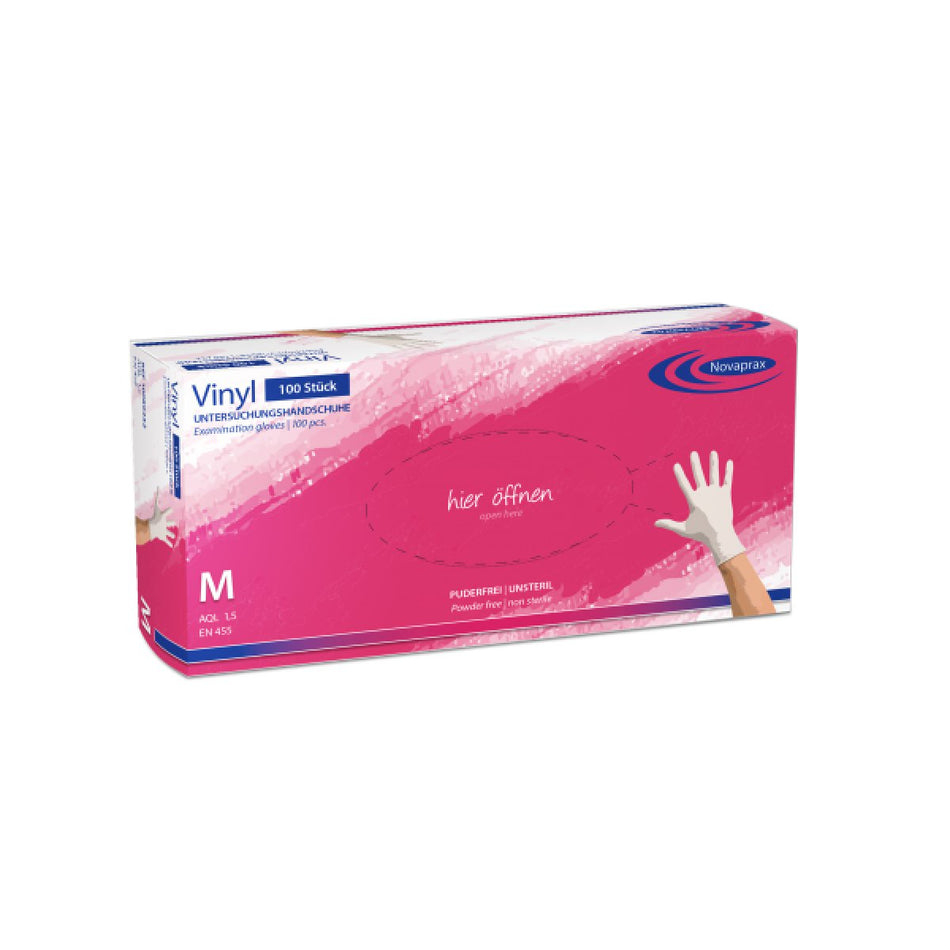 Novaprax vinyl gloves powder-free size M non-sterile, 100 pcs./box