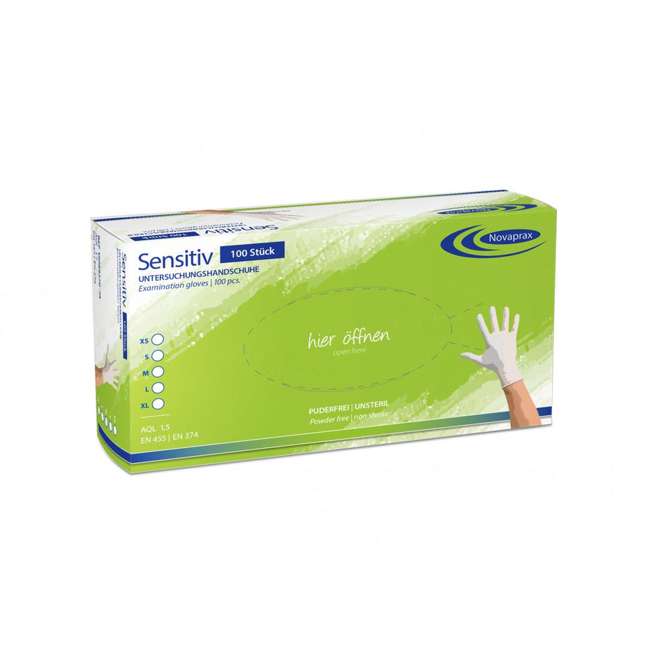 Novaprax Sensitive Latex Gloves powder-free size S non-sterile, 100 pcs./box