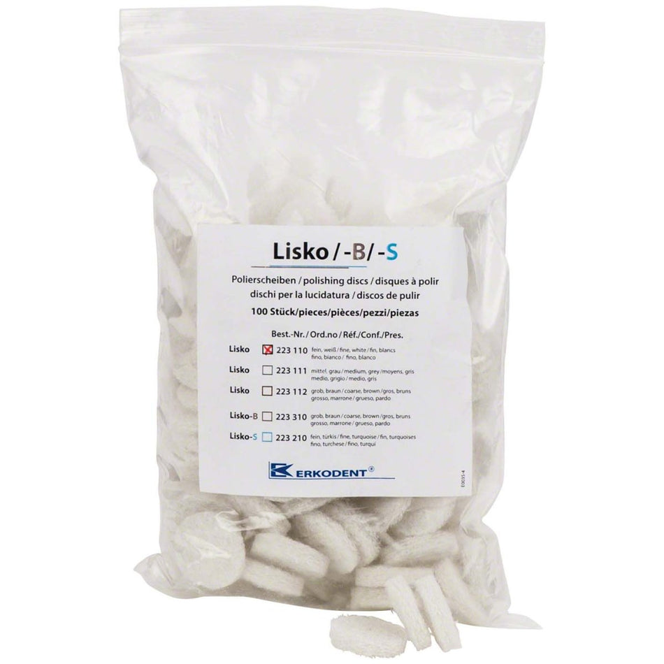 Lisko discs, 28 mm, fine, white, pack of 100