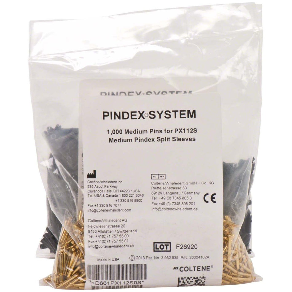 Pindex pins, brass pins, with plastic sleeves, medium 16 mm, pack of 1,000