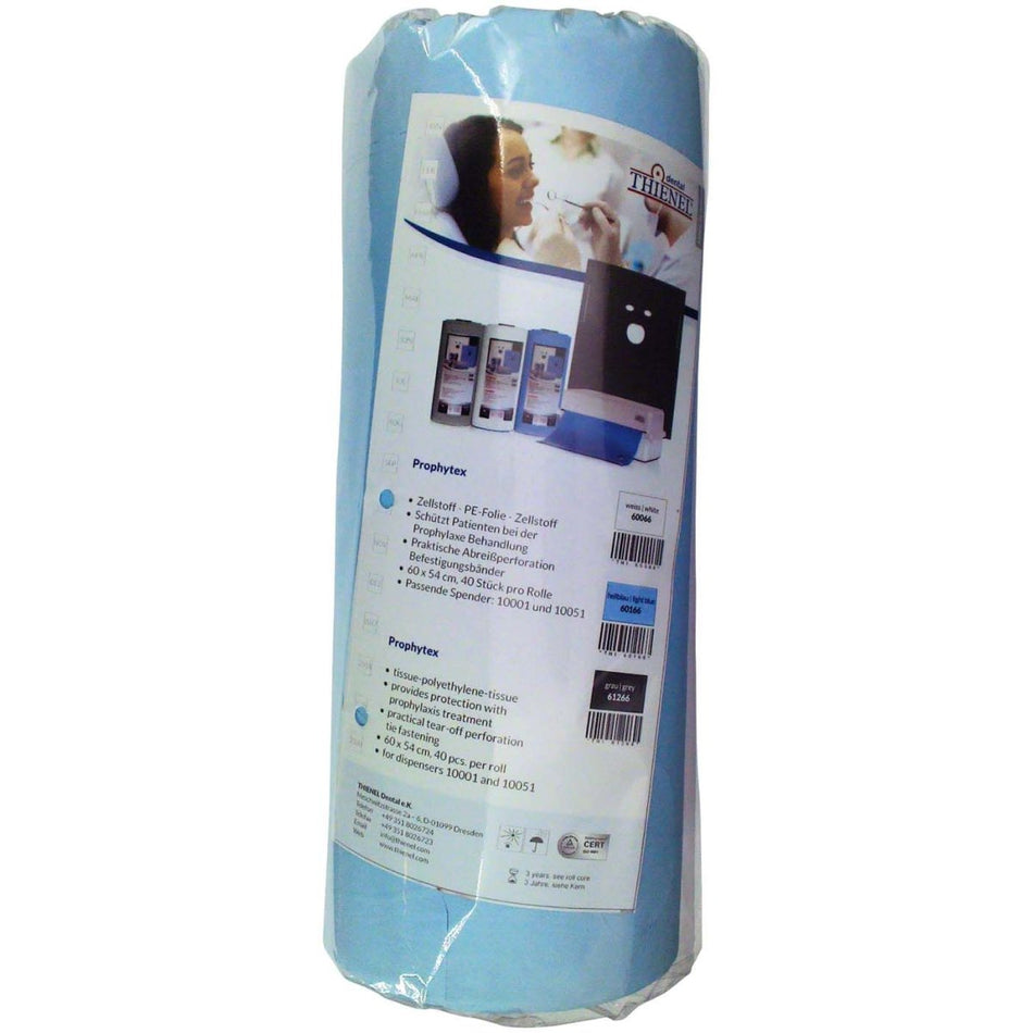 Disposable cape prophylactic protection 60 x 54 cm, light blue, roll of 40 pieces