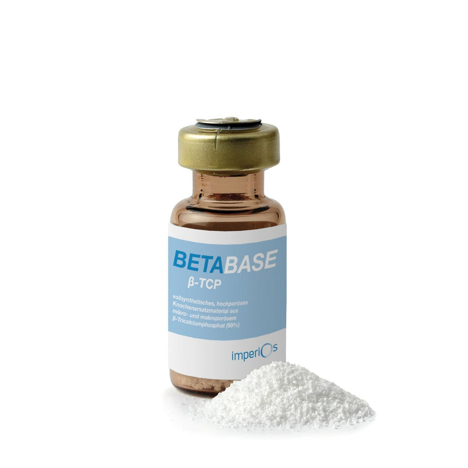 BETABASE SINUSLIFT (ß-TCP) - fully synthetic, resorbable bone replacement material, grain size: 1.0-2.0 mm. Contents: 0.5 cc in a glass jar, sterile packed.