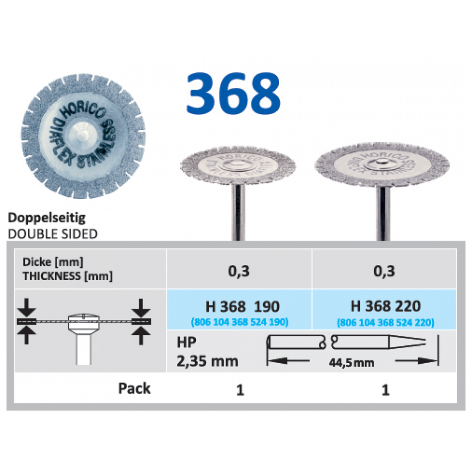 Diamond disc H 368 190, serrated, piece