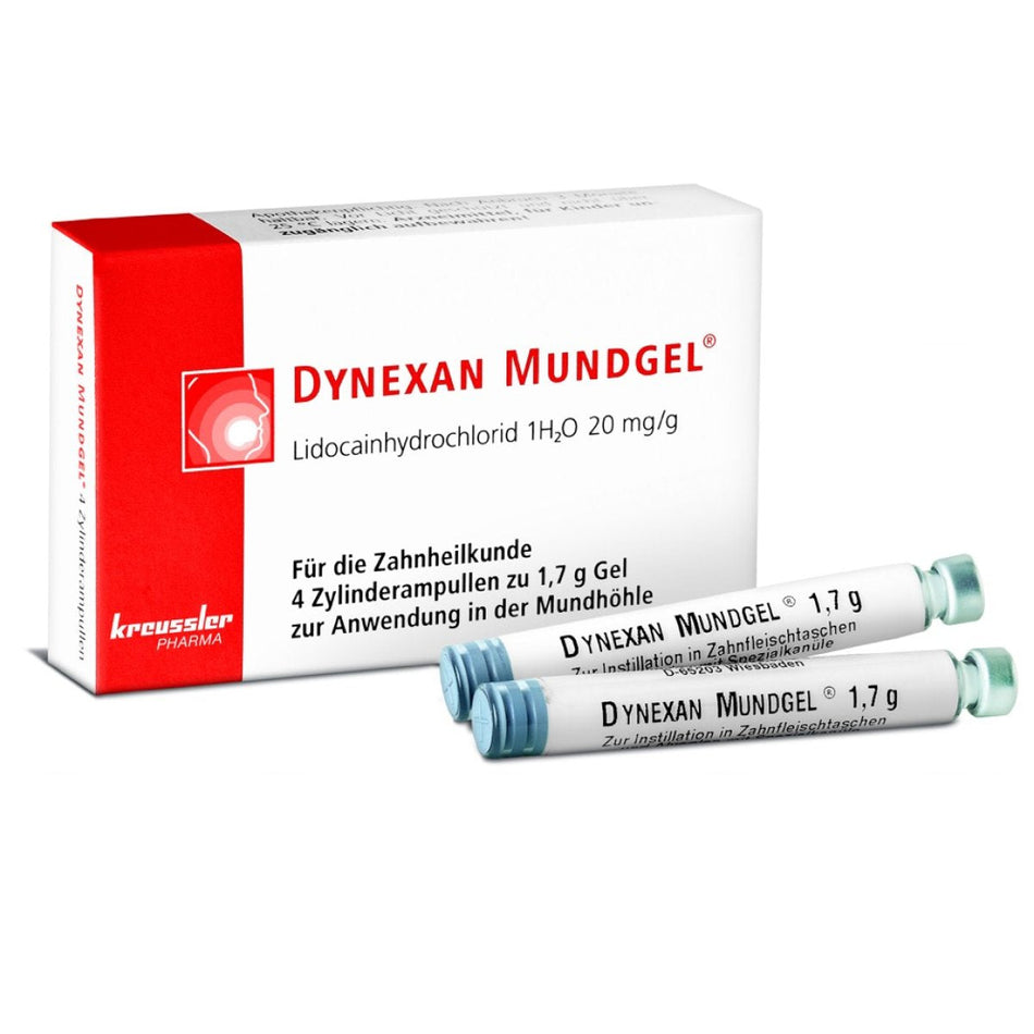 Dynexan mouth gel cylinder ampoules, pack of 4 x 1.7 g