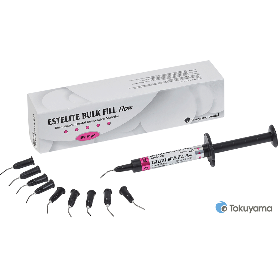 Estelite Bulk Fill Flow A1, sub-micro filler with round fillers, 3 g syringe + 10 application tips