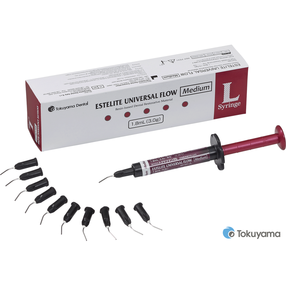 Estelite Universal Flow Medium OPAK A2, sub-micro filler, medium flowability, 3 g syringe including 10 application tips