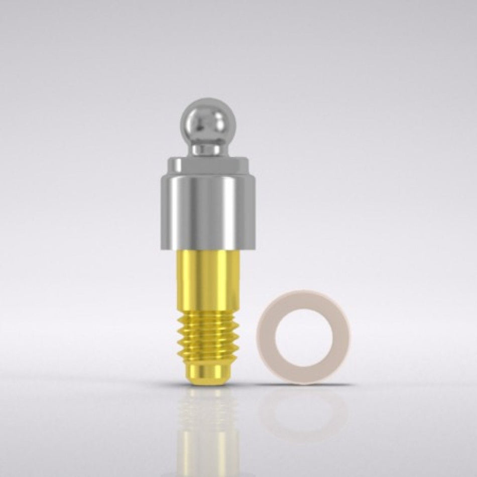 Ball abutment, male part, including stabilization ring, Ø 3.8 mm, GH 3.0 mm, yellow, pack of 1