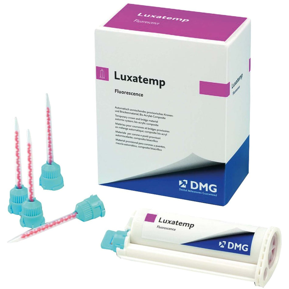 Luxatemp Fluorescence, temporary crown and bridge material, A2, double cartridge of 76 g