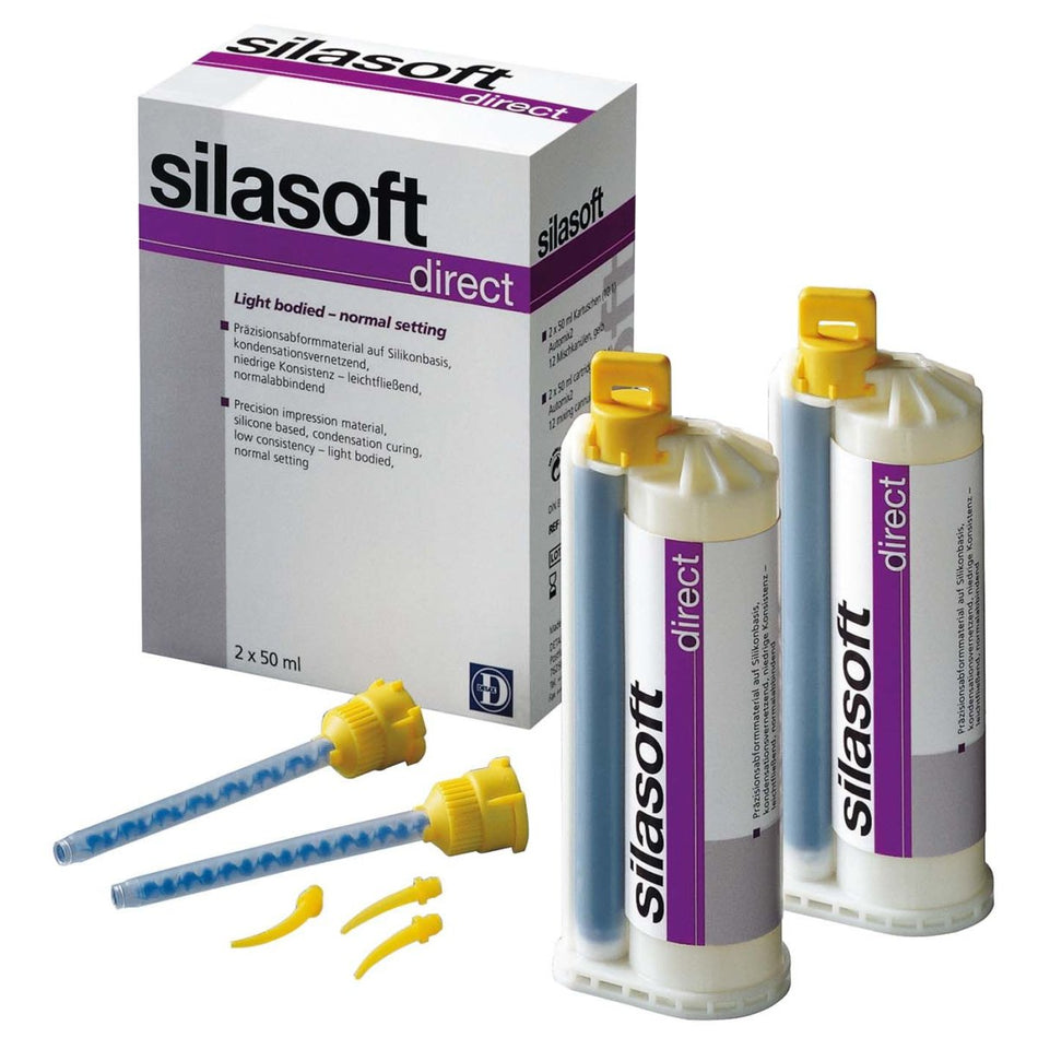 Silasoft Direkt, precision impression material, set, 2 double cartridges of 50 ml each