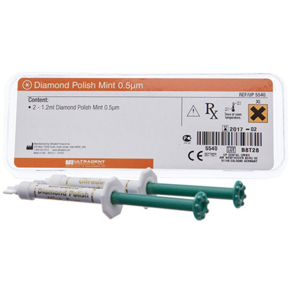 Diamond Polish Mint, 0.5 mµ, 2 syringes of 1.2 ml each